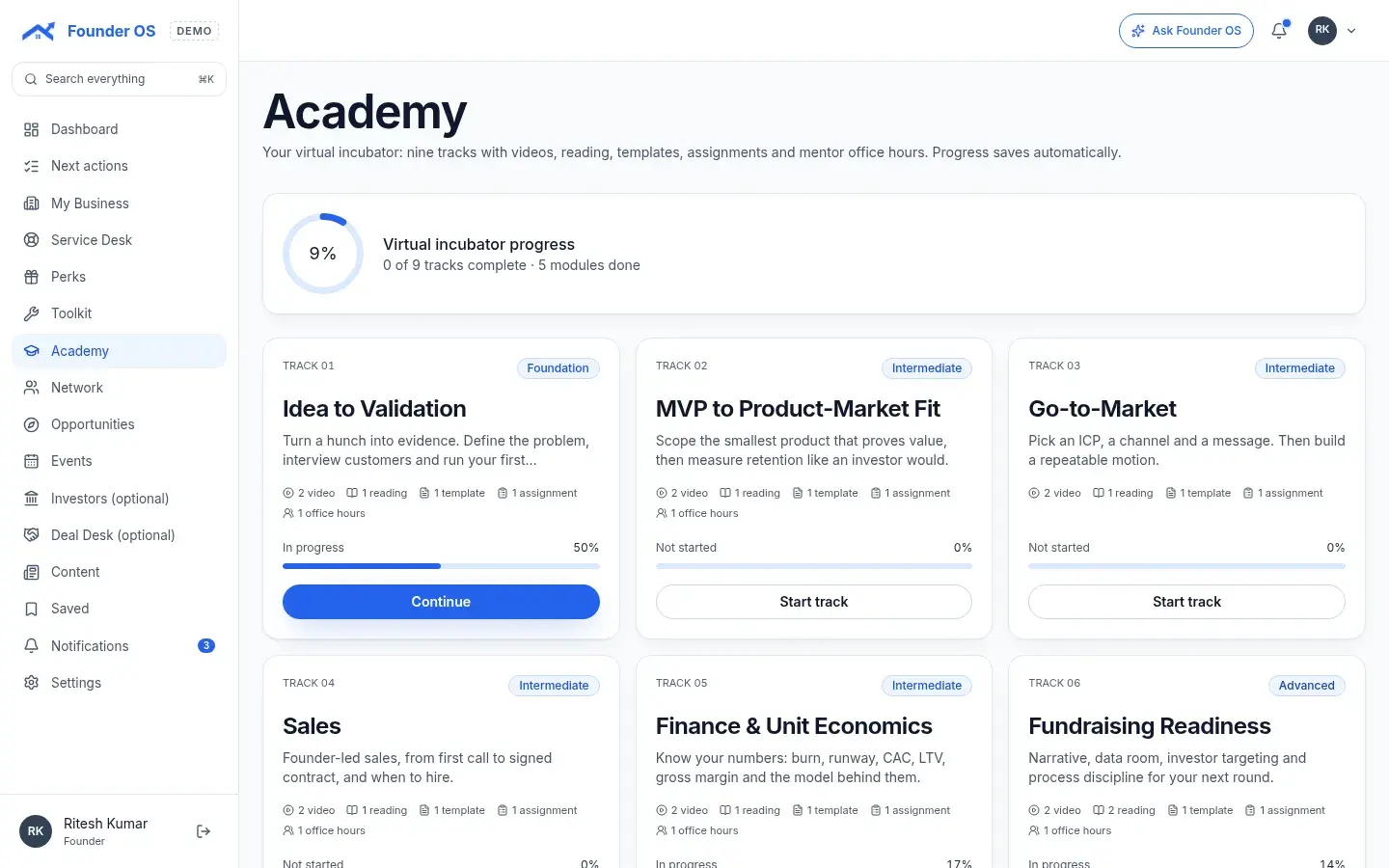 Founder Academy inside Founder OS